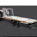 White Volvo Road Rescue Tow Truck With Flatbed And Blue Red Emergency Lights