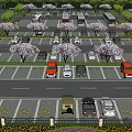 Eco Friendly Parking Lot With Trees And Parked Cars In Green Sustainable Design