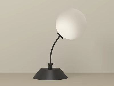 Modern Table Lamp With Black Curved Stem White Spherical Shade And Minimalist Design 3d model