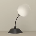 Modern Table Lamp With Black Curved Stem White Spherical Shade And Minimalist Design