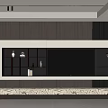 Modern Dark Wood TV Wall Design With Open Shelving And Marble Base