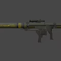 Military Rocket Launcher With Green Tube Black Scope Yellow Caution Strip Red Tip
