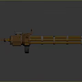 Multi Barrel Bronze Metal Weapon with Rotating Barrels and Mechanical Handle for 3d model