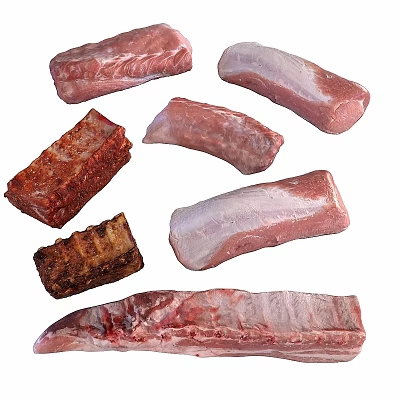 Delicious Ribs Selection Featuring Fresh Raw and Tender Cooked Varieties 3d model