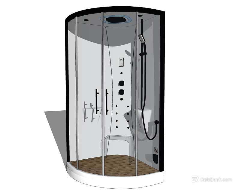 Modern Shower Sauna Enclosure With Glass Door And Integrated Control Panel Interior 3d model 