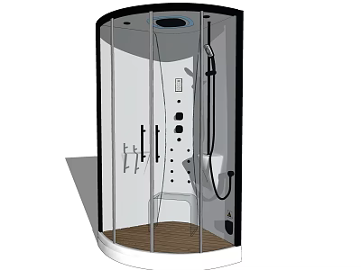Modern Shower Sauna Enclosure With Glass Door And Integrated Control Panel Interior 3d model