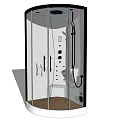 Modern Shower Sauna Enclosure With Glass Door And Integrated Control Panel Interior 3d model