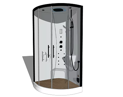 Modern Shower Sauna Enclosure With Glass Door And Integrated Control Panel Interior 3d model