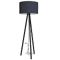Modern Floor Lamp With Gray Fabric Shade And Black Tripod Base For Living Room