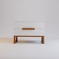 White Minimalist Chest of Drawers With Wooden Handle and Legs Design