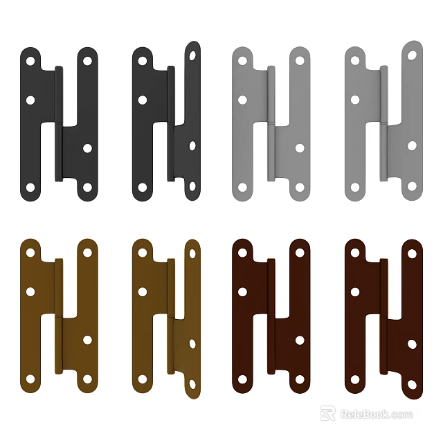 Assorted Color Metal Hinges with Black Gray Brown Finishes for Furniture 3d model 