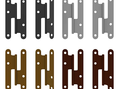 Assorted Color Metal Hinges with Black Gray Brown Finishes for Furniture 3d model