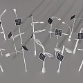 Solar Powered Outdoor Lights With Various Styles And Solar Panels 3d model
