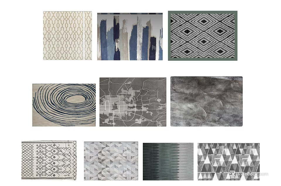 Square Rugs With Various Abstract And Geometric Patterns For Home Decor 3d model