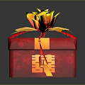 Elegant Red Clothing Apparel Gift Box With Yellow Rose And Double Happiness Symbol