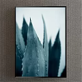 Modern Botanical Plant Painting With Teal Green Leaves And Detailed Texture