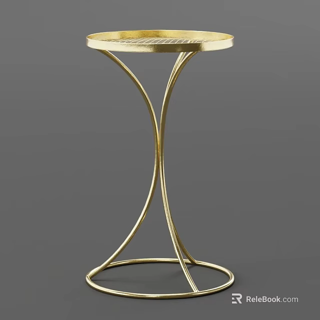 Elegant Modern Gold Coffee Table With Curved Metal Legs And Round Top 3d model 