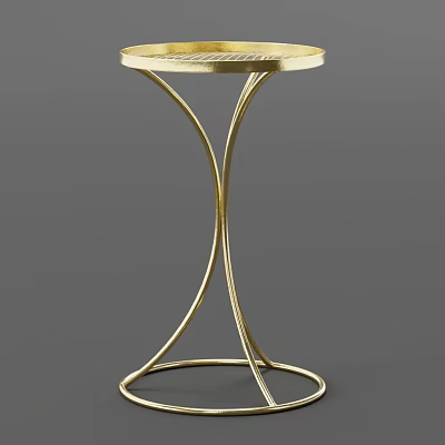 Elegant Modern Gold Coffee Table With Curved Metal Legs And Round Top 3d model