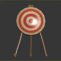 Sports Equipment Target with Red White Circles on Wooden Tripod Stand