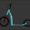 Turquoise Sports Equipment Scooter With Red Frame Black Wheels And Modern Design