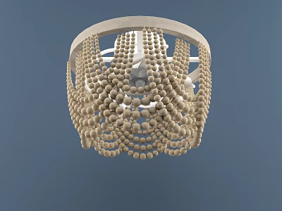Modern Ceiling Light With Circular Beaded Design And Hanging Decorative Elements 3d model