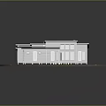 Modern Single Family House Model On Green Lawn With Large Windows And Wooden Deck