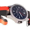DUPLEX Watch with Silver Case Gray Dial and Orange Black Strap