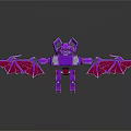Purple Bat Winged Robot Game Movie Character Standing With Spread Wings