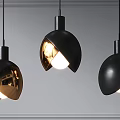Elegant Modern Black Pendant Lights With Gold Interior Open Hanging Design 3d model