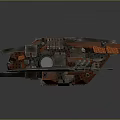 Futuristic Cosmic Spacecraft With Metallic Thruster Wings Red Gray Accents And Yellow Engine