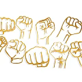 Artistic Golden Fist Wall Decor With Multiple Creative Designs For Home Interior