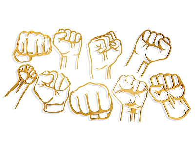 Artistic Golden Fist Wall Decor With Multiple Creative Designs For Home Interior 3d model