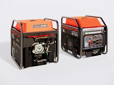Industrial Equipment Portable Predator 8750 Gasoline Generators with Orange Black Design for Power Supply 3d model