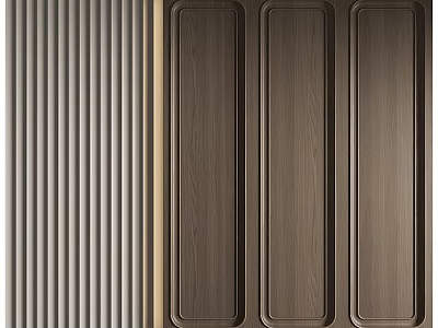 Modern Background Wall Design With Vertical Striped Texture And Dark Wooden Panels 3d model