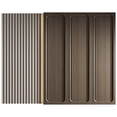 Modern Background Wall Design With Vertical Striped Texture And Dark Wooden Panels 3d model