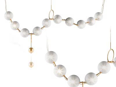 Modern Chandelier With White Spherical Shades And Golden Metal Frame For Elegant Contemporary Home Decor 3d model