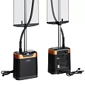 Two Black and Gold Vertical Household Appliances with Modern Sleek Design for Home Use