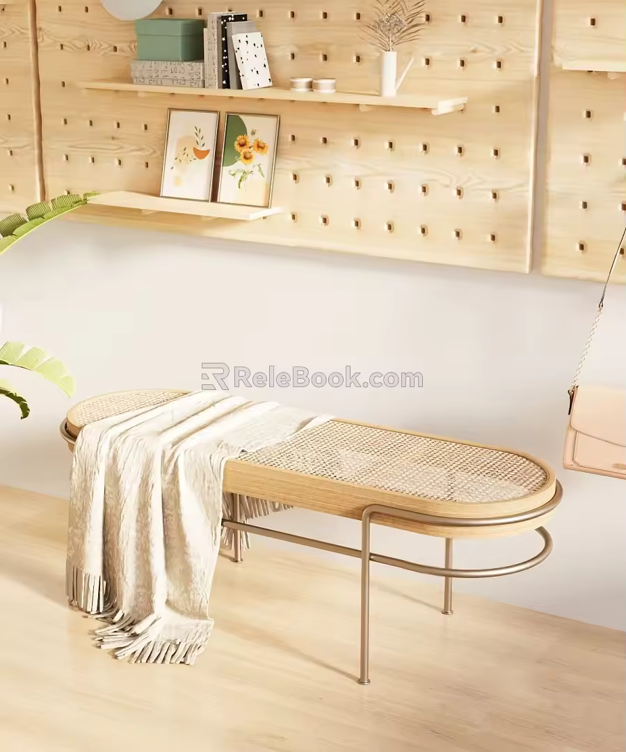 Nordic Shoe Changing Stool Log Shoe Changing Stool 3d model