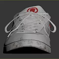 White Lace Up Sports Shoes With Red Stripes And Logo For Casual Daily Use