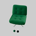 Green Corduroy Leisure Chair With Tufted Buttons And Metal Star Base Casters