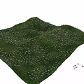 Delightful Garden Ornament With Lush Green Grass Tiny White Flowers And Sunlight Shadows