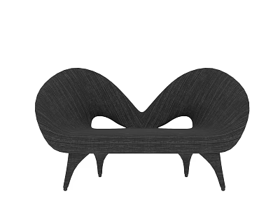 Black Woven Multi Seater Sofa With Unique Heart Shaped Design And Slim Legs 3d model