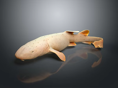 Light Pink Spotted Shark With Smooth Body Shape And Reflection On Dark Surface 3d model