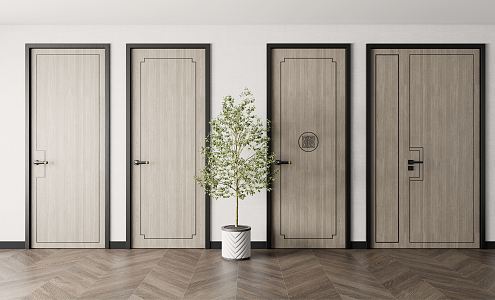 New Chinese Style Flat Door Single Door 3d model