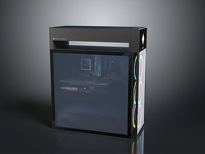 Modern Gaming PC Case With Transparent Side Panel Internal Motherboard And RGB Lighting 3d model