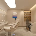 Modern Beauty Salon Interior Design With White Styling Chairs Round Mirrors And Beauty Products