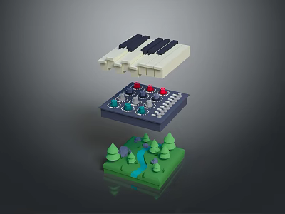 Modern Electronic Control Panel With Knobs Buttons And Keyboard Interface Design 3d model