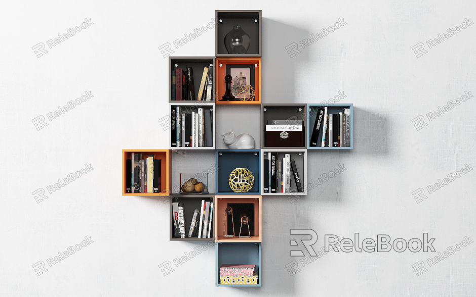 Modern hanging cabinet bookshelf model