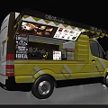 Choco Cake Food Truck with Yellow White Body Open Awning Serving Window and Menu Board