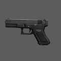Black Modern Handgun With Grip Trigger And Barrel Parts On Gray Background